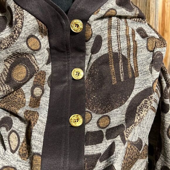 Cafe au Lait top tunic brown tan gold hardware Canada Large FIRM on PRICE NWT - Picture 7 of 8